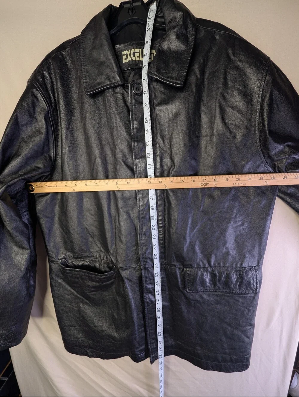 Excelled Black Leather Jacket with Polyester Lining